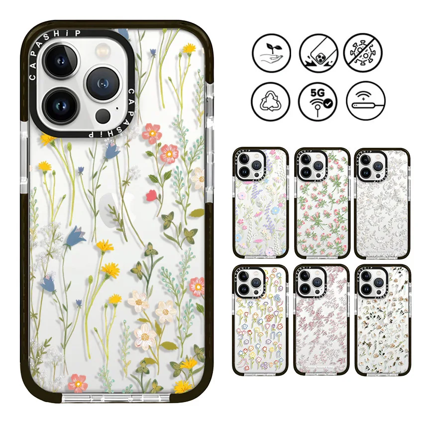 Small Fresh Flower Collection Case For iPhone 16 15 14 13 12 11 Pro X XS XR Max 7 8 Plus SE Soft TPU Shockproof Back Cover