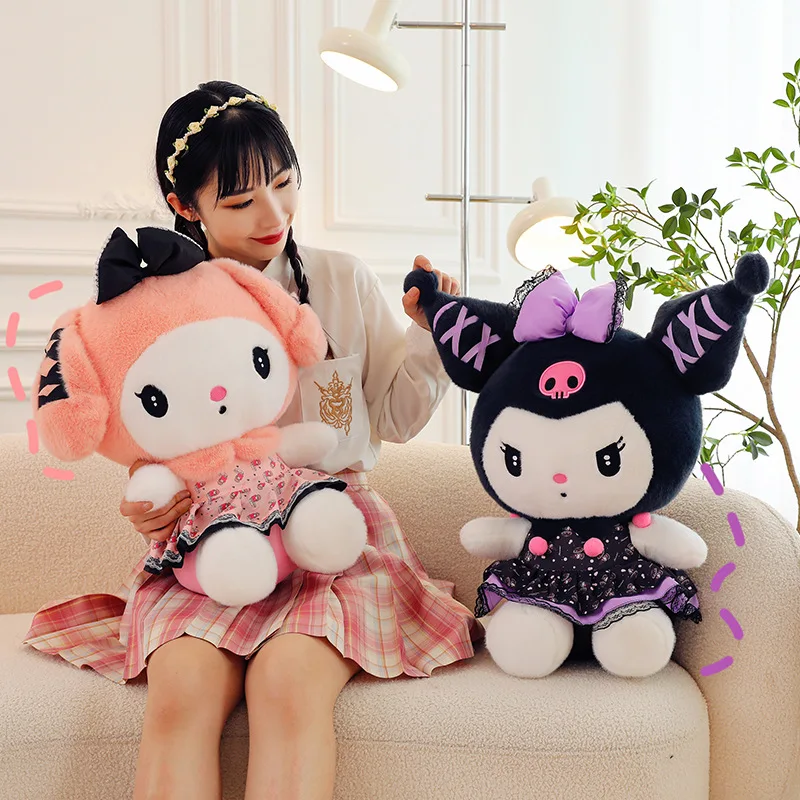 

Плюшевые игрушки Sanrio Kuromi большого размера (33-70 см), мультяшные аниме-персонажи My Melody, милые мягкие куклы, удобные игрушки для детей, подарки