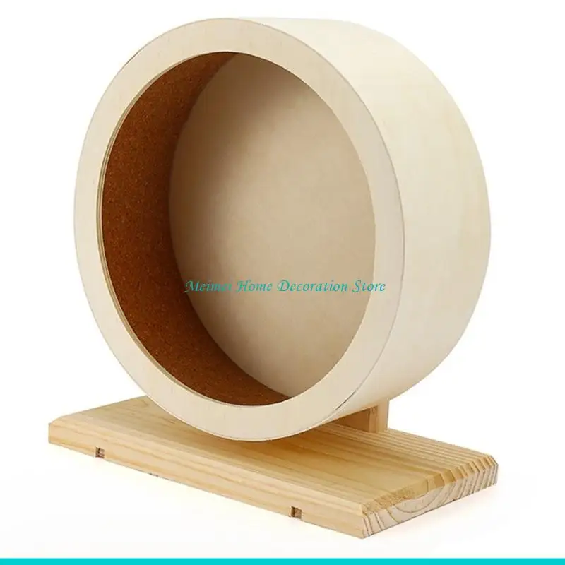 

H7BF Беговое колесо для маленьких домашних животных из натурального дерева, тихий ролик и основание для фитнеса хомяка