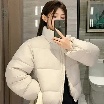 2024 inverno novo curto para baixo jaquetas de algodão casaco feminino parkas casual solto cordão fino puffer jaqueta outwear roupas preppy