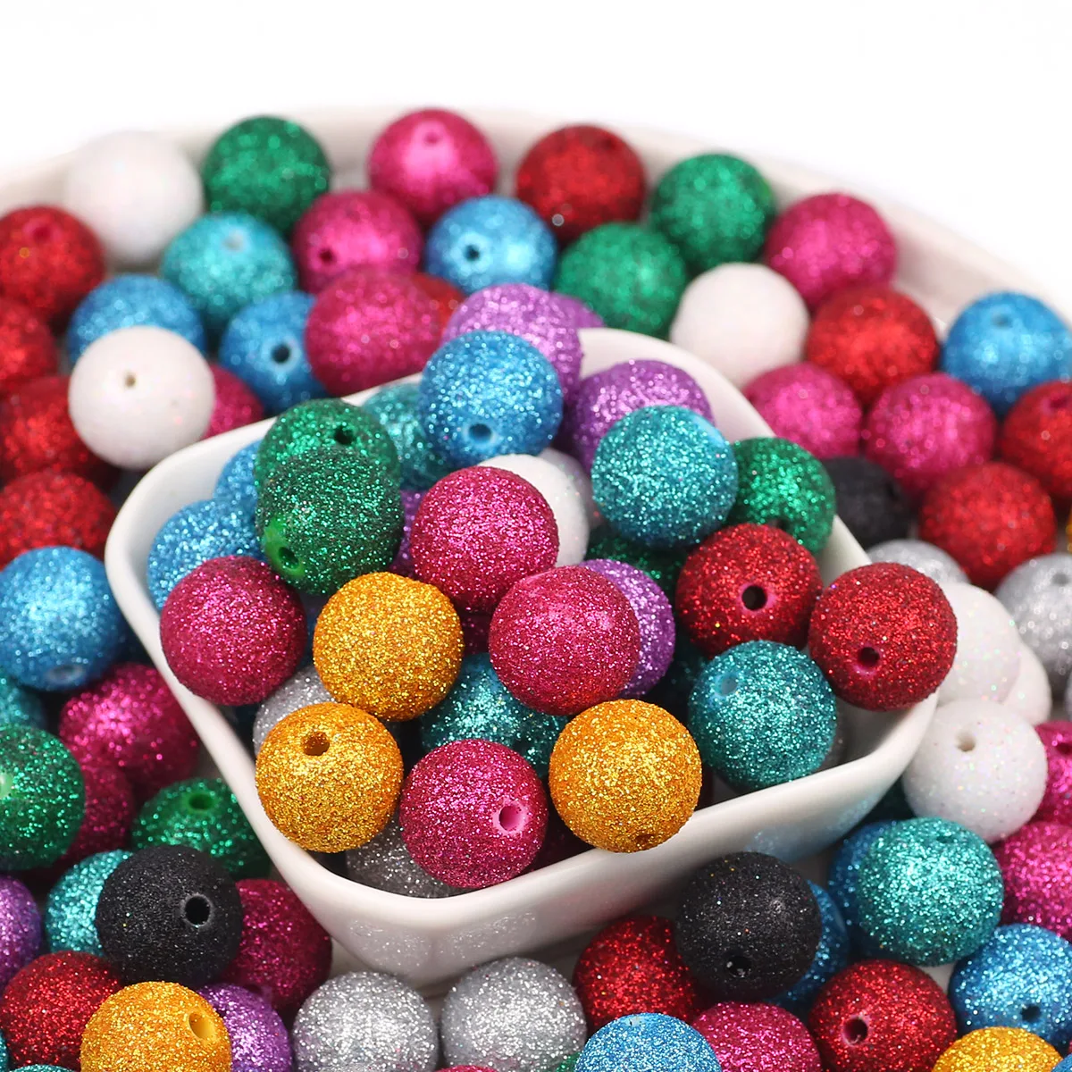 

5-15Pcs 16mm Acrylic Multicolor Golded Powder Round Beads Spacer Beads For Jewelry Making DIY Bracelets Necklace Accessories