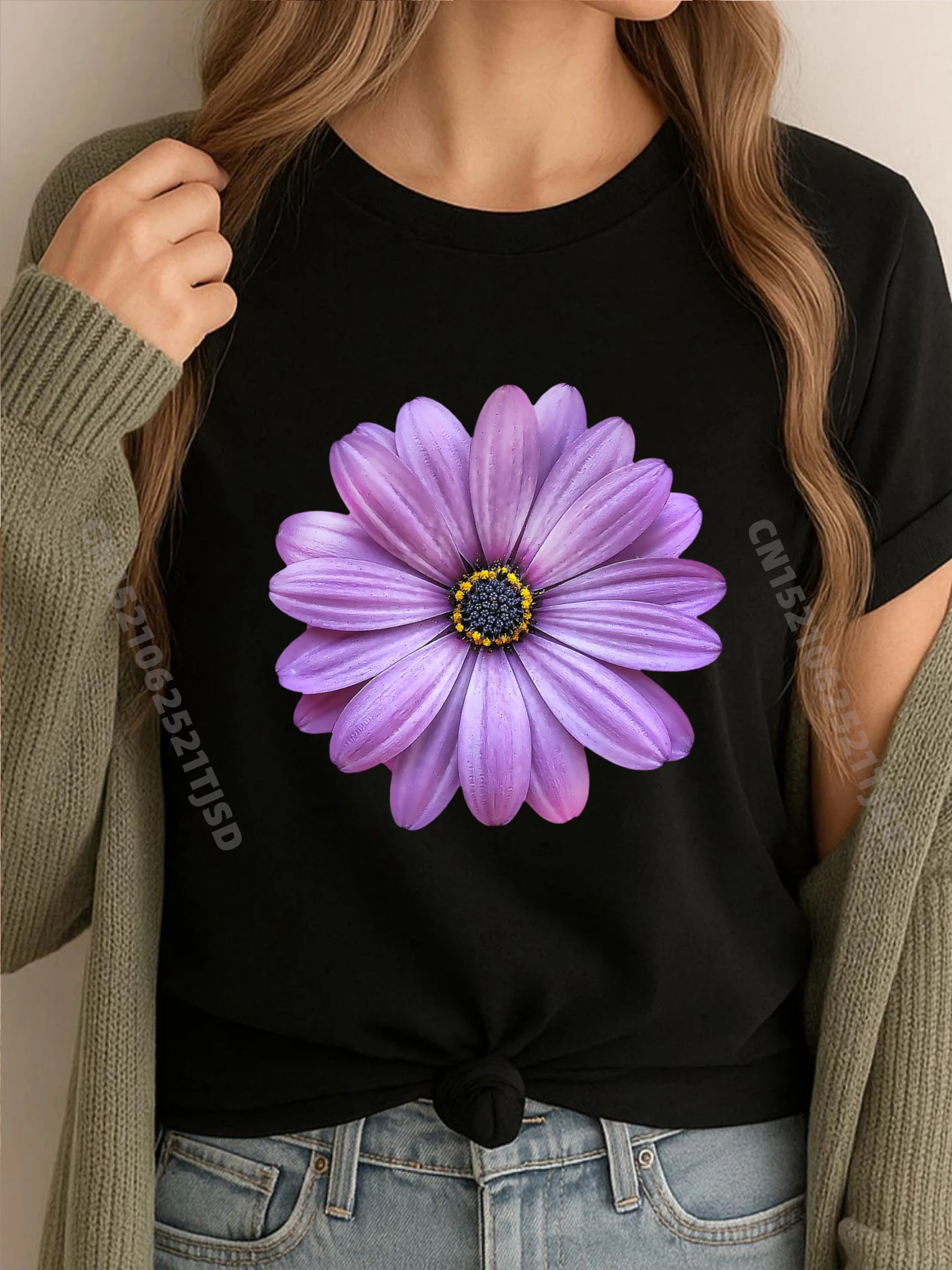 

Розовый Фиолетовый Цветок Дейзи Цветочный Дизайн для Женщин Дейзи Дизайнерская Футболка Женская Одежда Cinco de Mayo