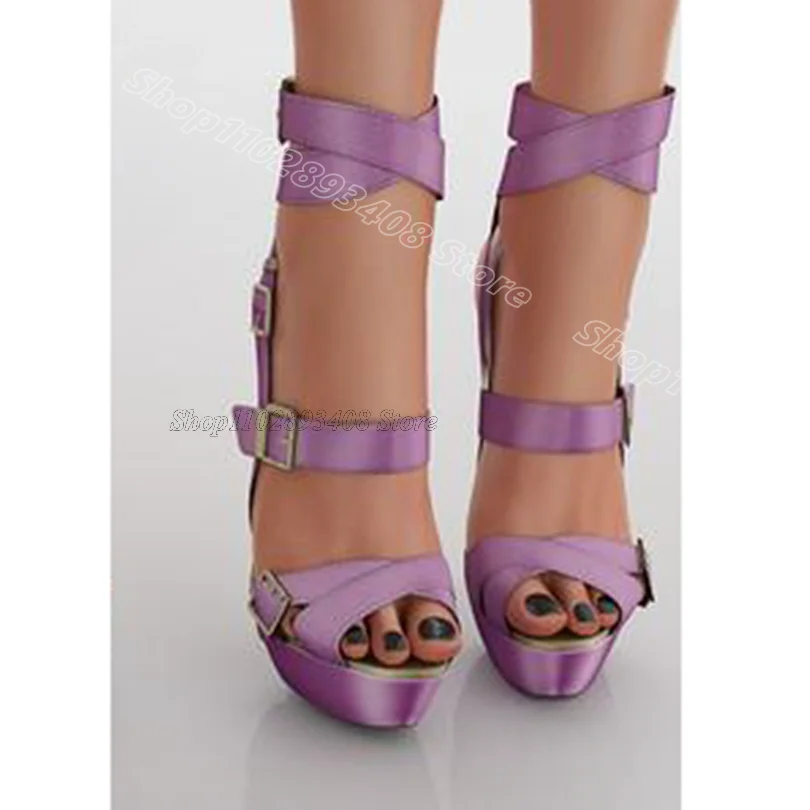 Belt Buckle Decor Platform Sandals Stiletto Heels Open Toe British Style Casual Summer Fashion Women Shoes Zapatos Para Mujere