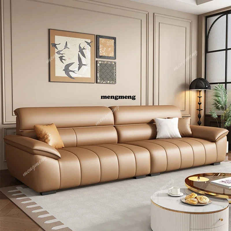 Genuine Leather Fancy Sofas Living Room Unique Lounge Floor Couches Puffs Italian Modern Divani Da Soggiorno Hotel Furniture