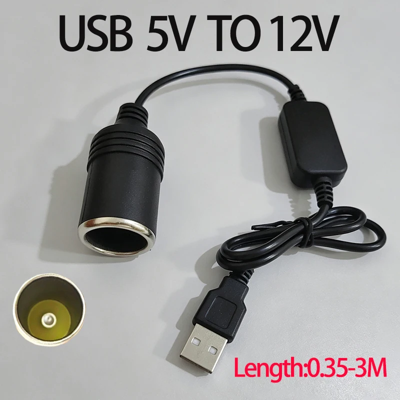 1PC  USB 5V To 12V Cigarette Lighter Socket USB Male to Female Cigarette Lighter Adapter Converter Car Electronics Connector