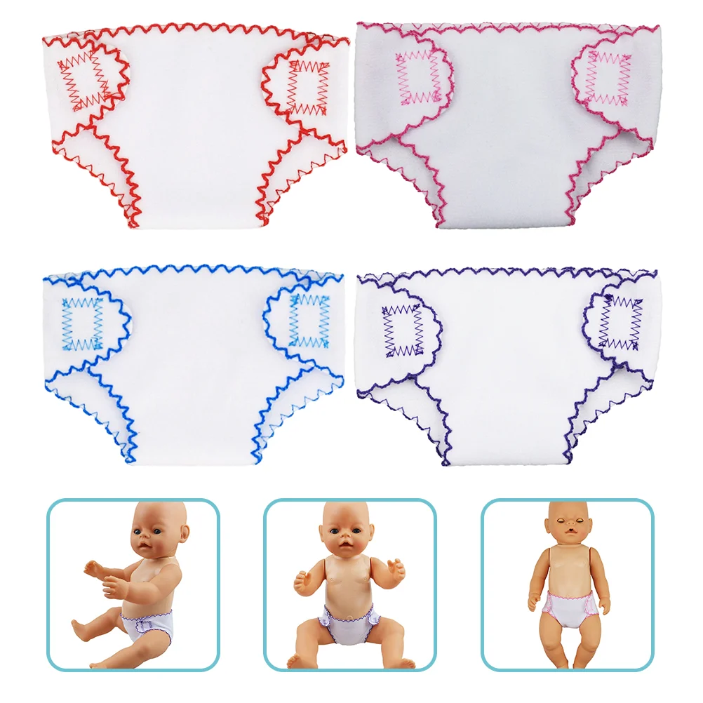 

4 Pcs Baby Dolls Mini Cloth Diapers Clothes Reusable Cabbage Underpants Accessory