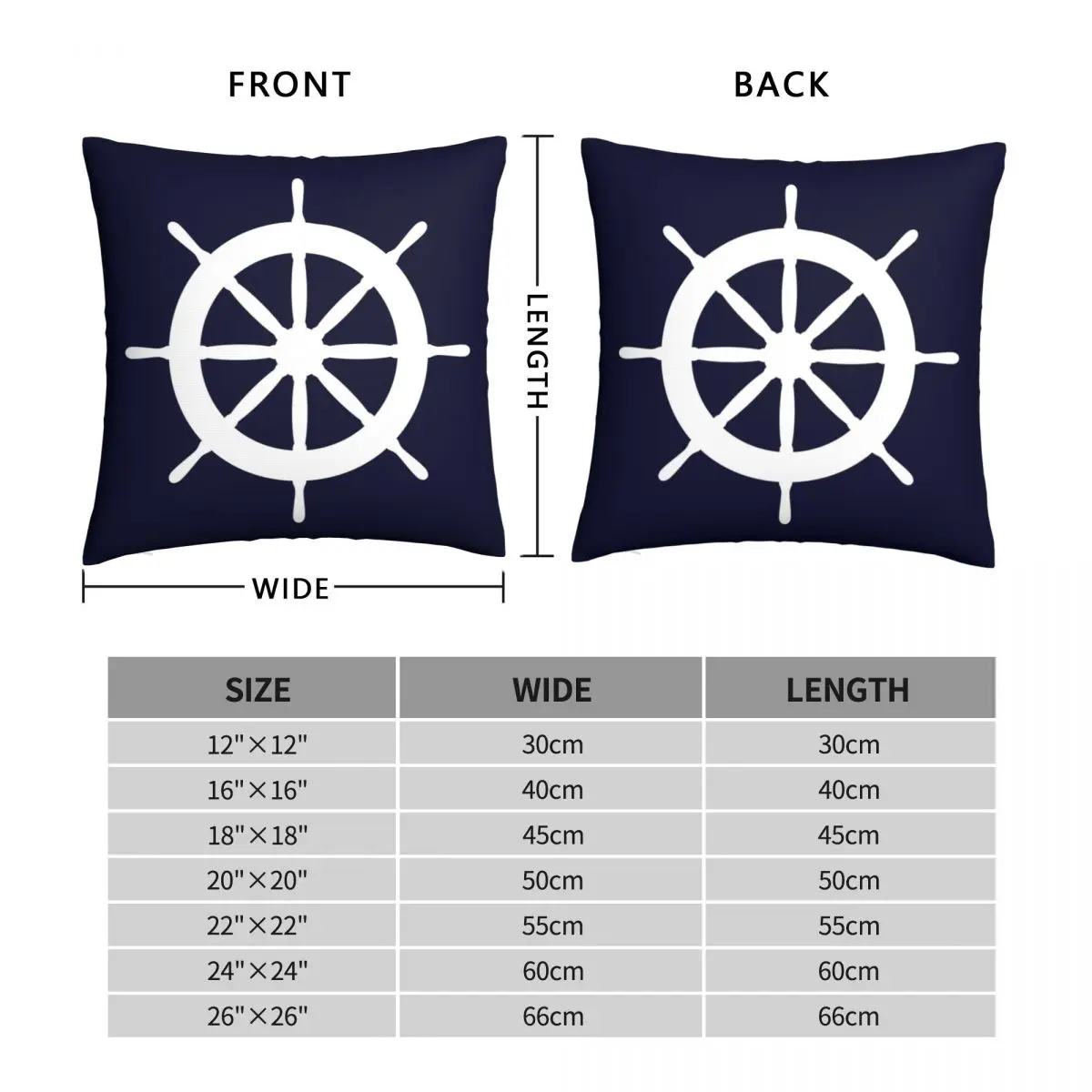 White Ship Steering Wheel Square Pillowcase Polyester Linen Velvet Printed Zip Decor Pillow Case Room Cushion Cover