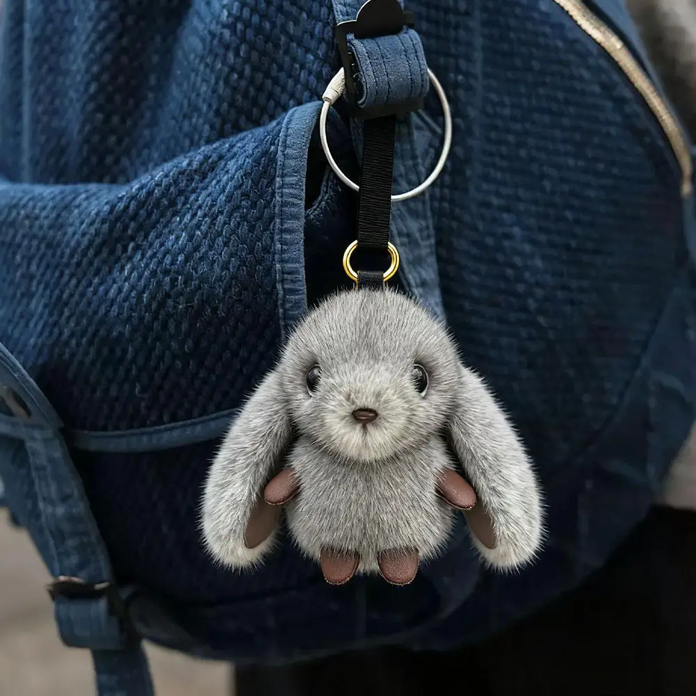 Cute Rabbit Plush Pendant Imitation Mink Fur Keychain Bag Decoration Charming Soft Cute Rabbit Plush Toy Birthday Gift