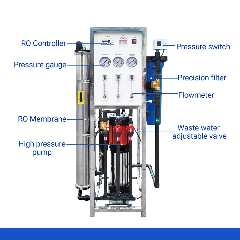 Industrial  Water Purification Ro 250lph Water Filter Treatment Reverse Osmosis Filtration Plant  Main Water Treatment Machine
