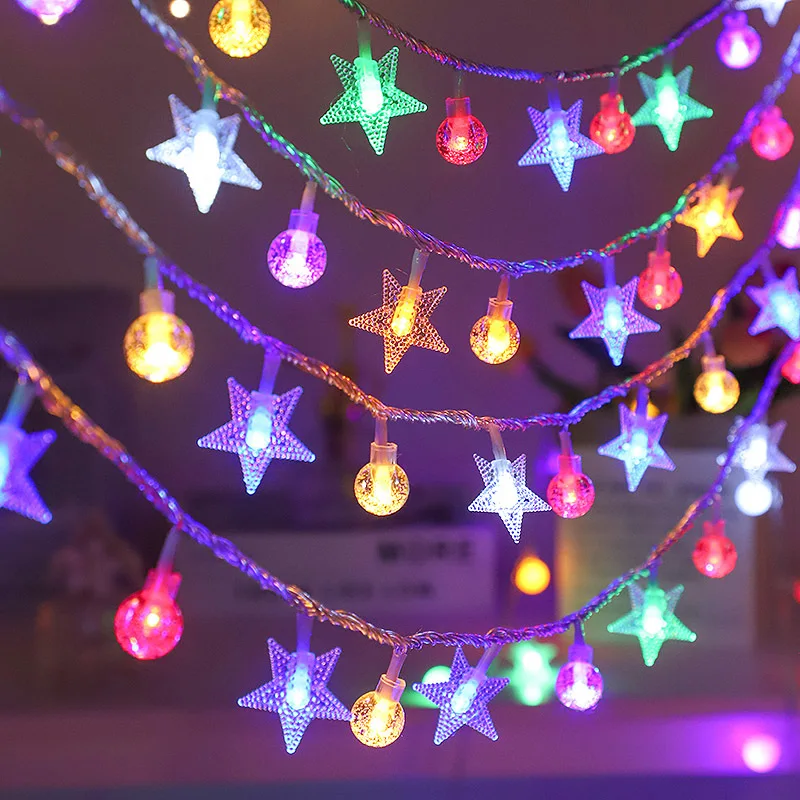 LED كريستال الكرة سلسلة أضواء بطارية تعمل بالطاقة الجنية مصابيح مقاوم للماء 8 طرق للخارجية عيد الميلاد حديقة فناء شجرة الديكور