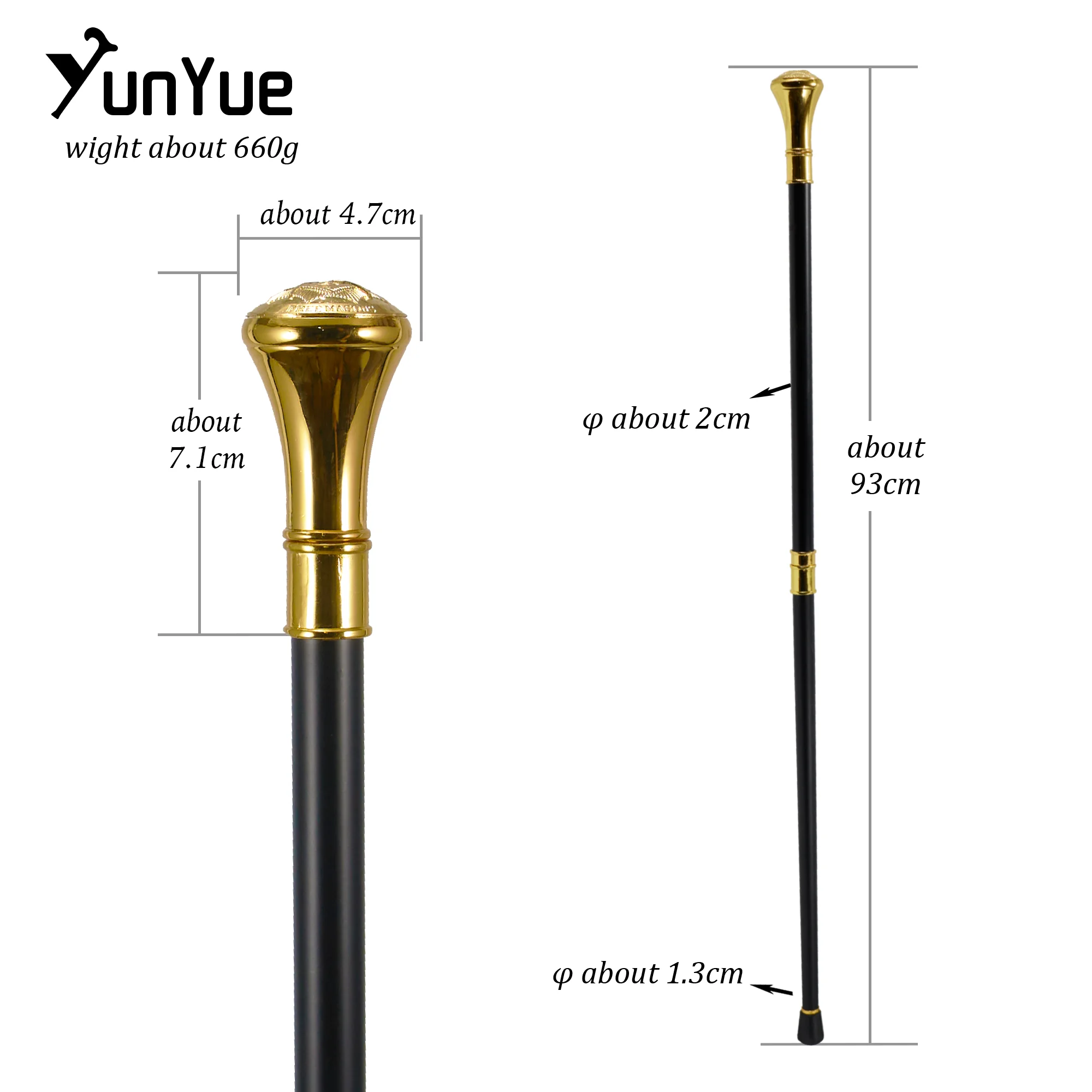 Gold AG Totem Freemasonry Walking Cane Fashion Decorative Walking Stick Gentleman Crutch Cosplay Photography Props Party Sceptre
