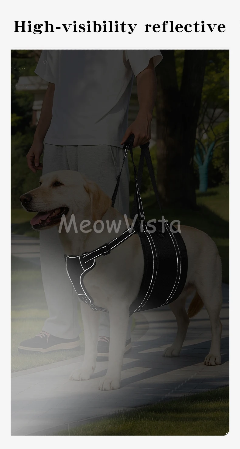Dog Lift Harness Adjustable Reflective Rehabilitation Support Sling Mobility Aid for Old Injured Medium Large Dog Walking Assist
