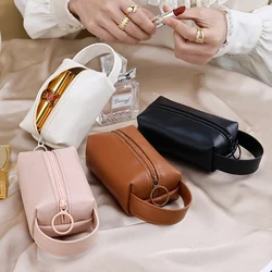 Mini bolsa de maquillaje para viaje, neceser impermeable de PU para cosméticos, organizador de viaje para lápiz labial