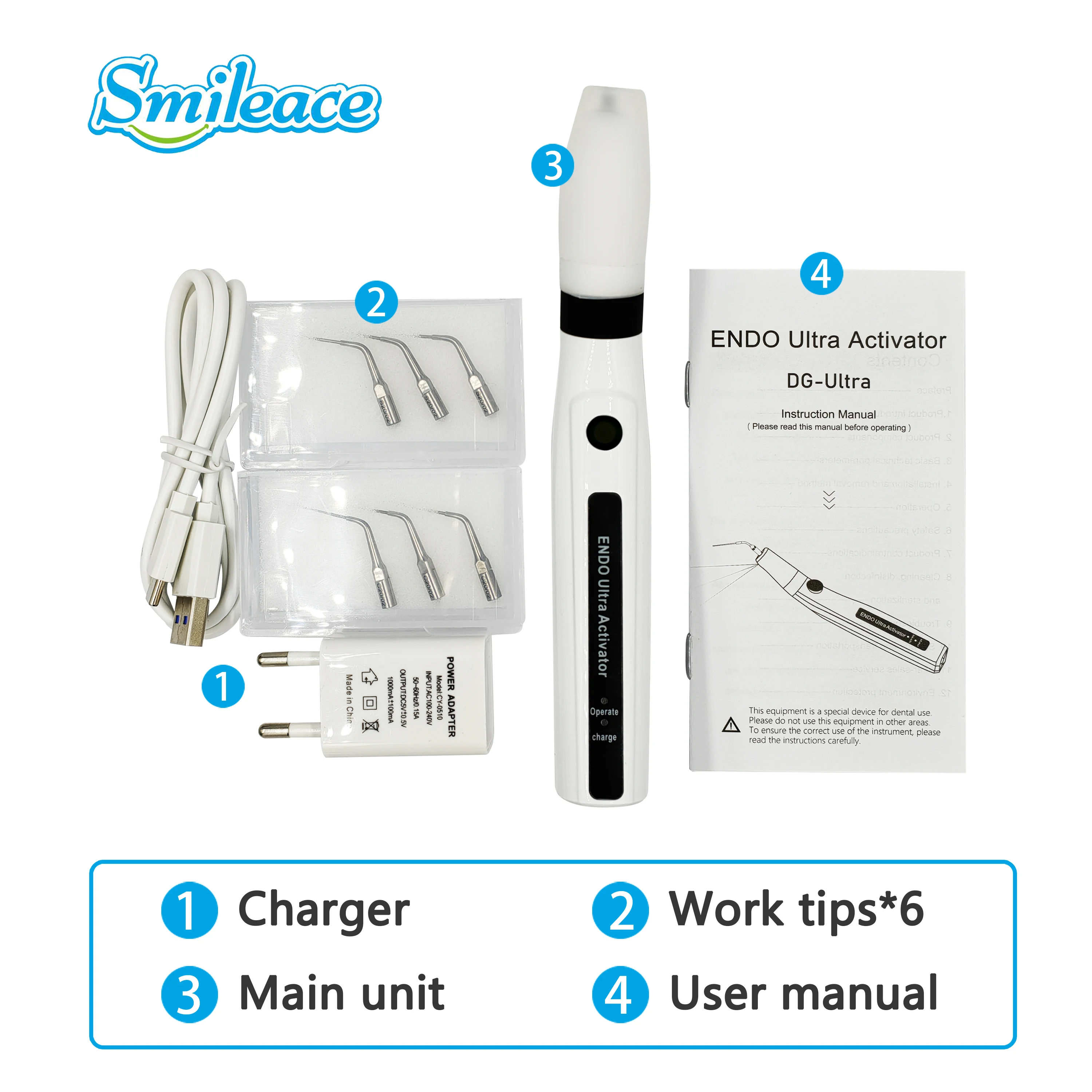 LED Dental Wireless Ultrasonic Activator Endo Ultra Activator Ultrasonic Washing Tooth with 6 Tips Dentistry Tools