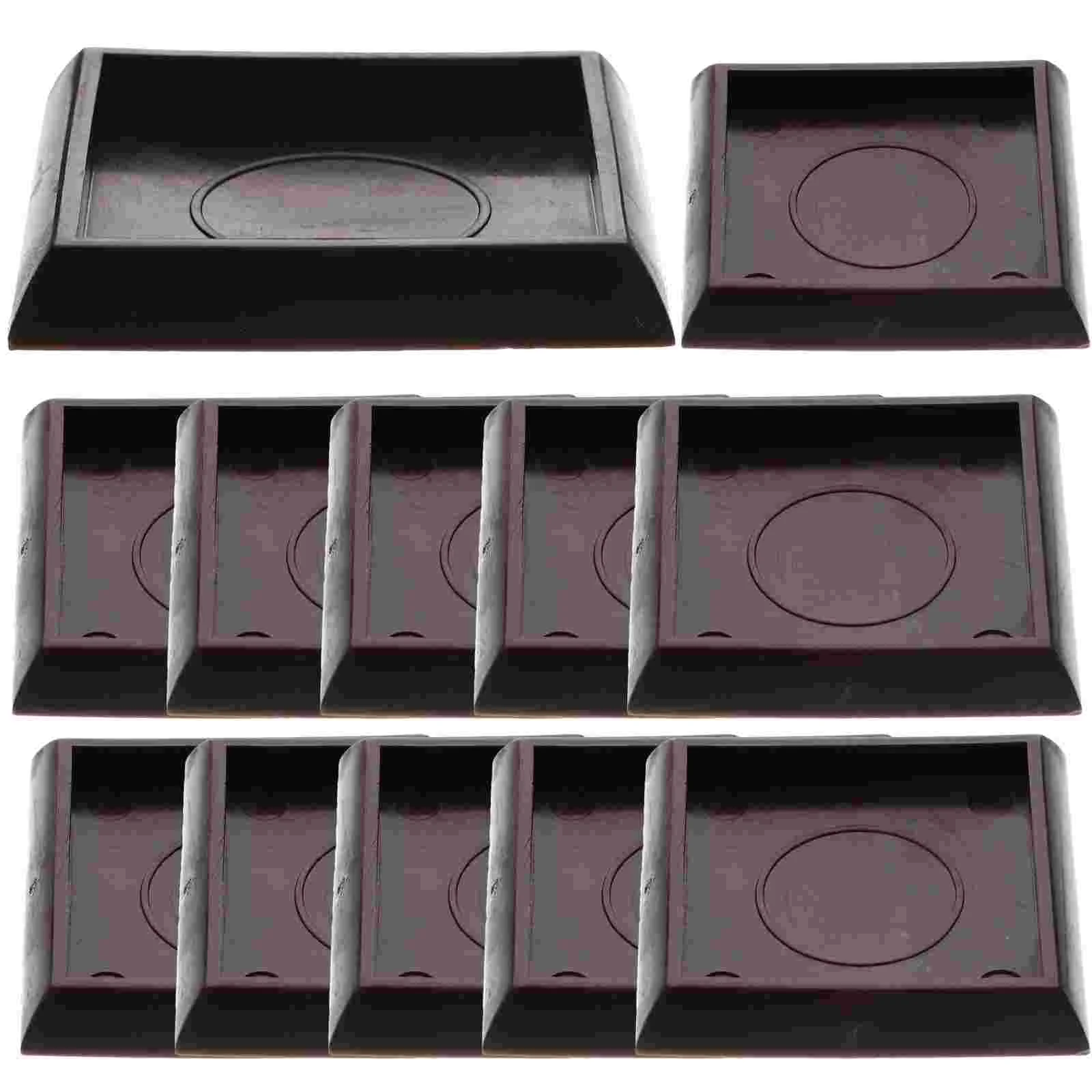 12 Pcs Carpet Fixed Casters Replaceable Couch Stoppers Cup Coasters Professional Non-slip Small Bed Household Furniture Square