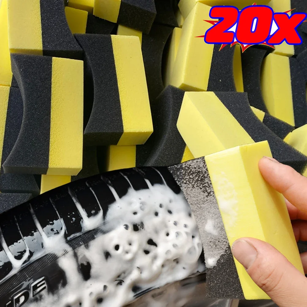 20pcs Auto Cleaning Sponge Brush Set for Car Wheel Tire Wash Wipe Water Suction Sponge Pad Wax Polishing Tyre Brushes Tools