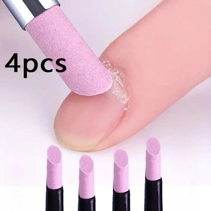 4Pcs Quartz Cuticle Pusher Pen, Odorless Manicure Tool, Ergonomic Handle for Nail Edge Trimming