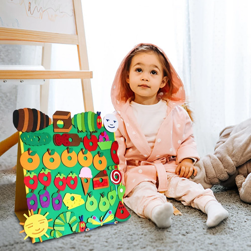 Hungry Caterpillar Plush Toy Hungry Caterpillar Toy Interactive Teaching Soft Stuffed Animal Toy Felt Board Figures for Toddlers
