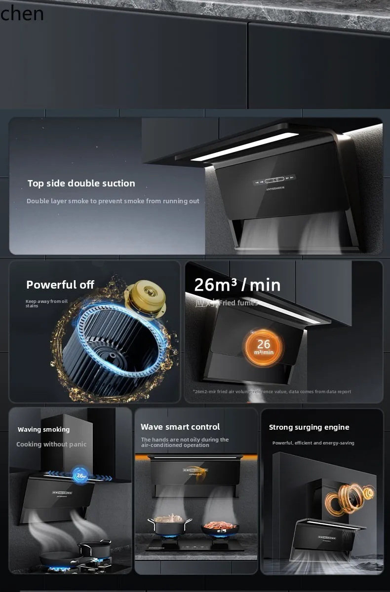 ZML household kitchen range hood large suction top side double suction natural liquefied coal gas stove