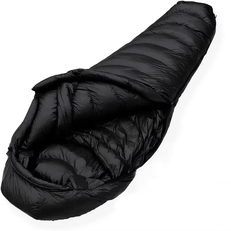 Ultra Light Hydrophobic Down Sleeping Bag 4 Season Winter Camping Gear Sturdy Zipper Nylon Fabric Cold Weather Survival
