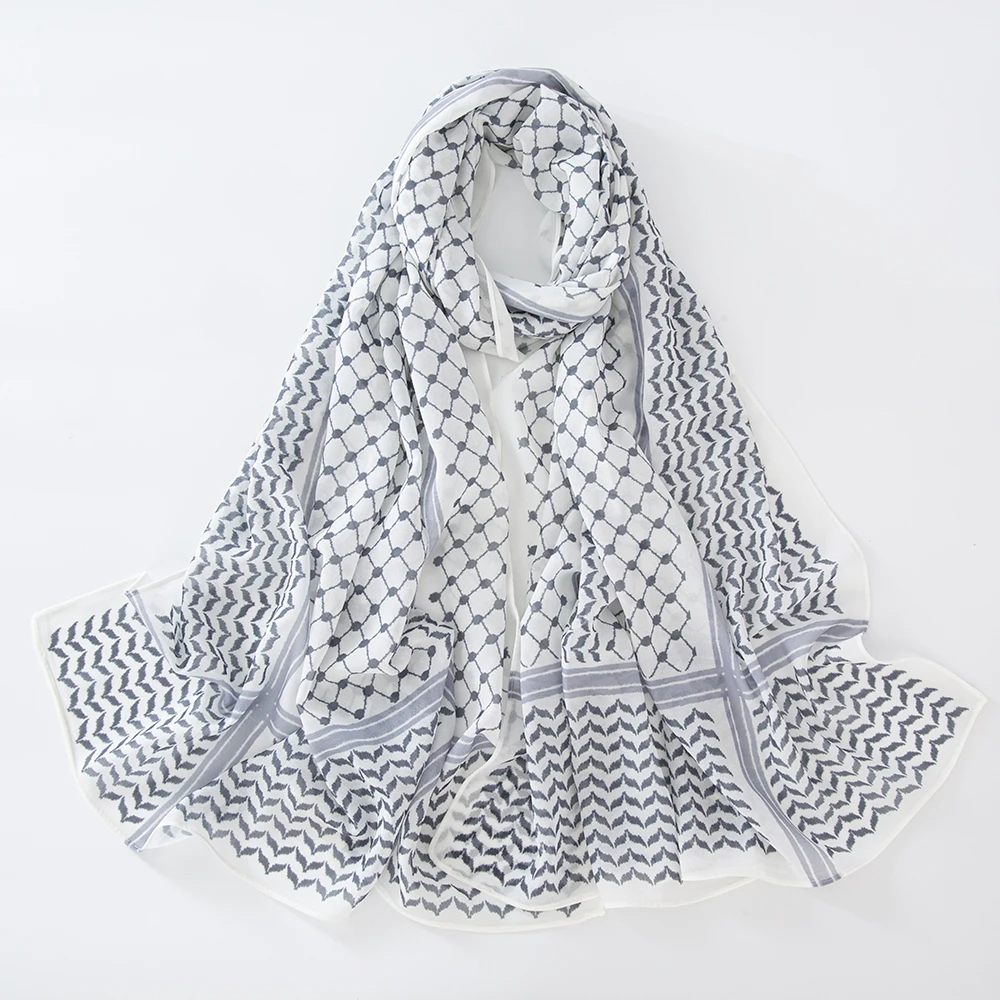 11-Farbiger Muslimischer Keffiyeh Hijab Chiffon-Druck Schal Kufiyya Saudi Mode Damen Weiche Kopfbedeckung Geometrischer Stil Arabischer Kaffiyeh Schal – Detail 12