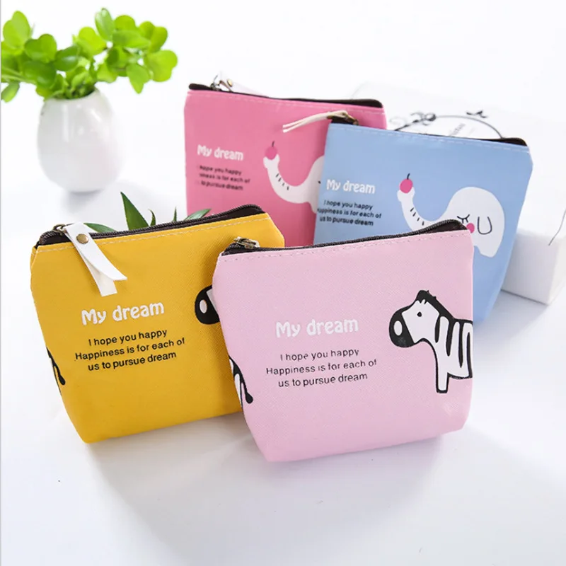 Korean New PU Cartoon Elephant Coin Purse Children's Zipper Mini Wallet Student Card Bag Kids Coin Pouch Cute Purse Wholesale