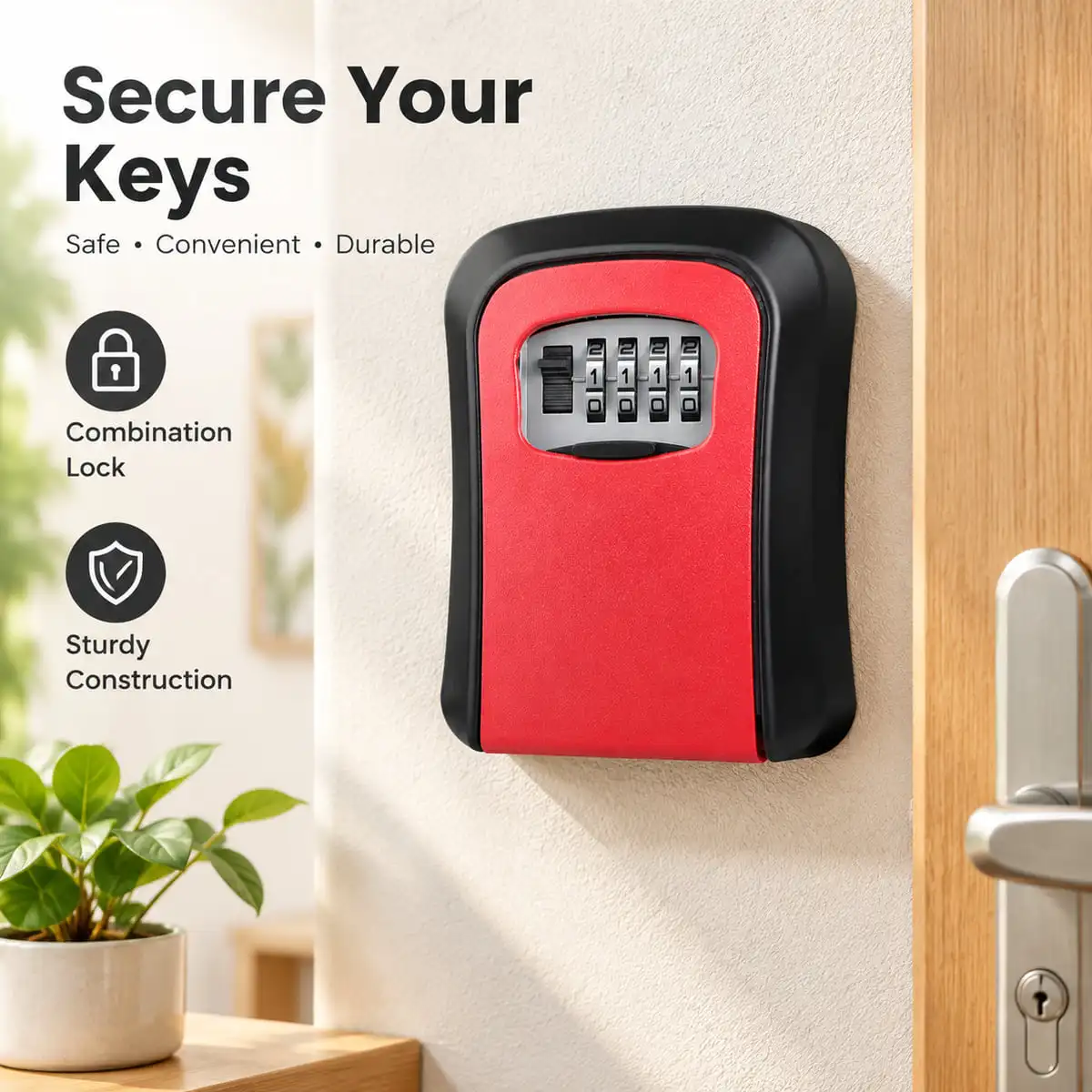 Wall Mounted Key Lock Box Combination Storage Safe Box Outdoor Key Holder For Home Office Garage Real Estate Security  Box