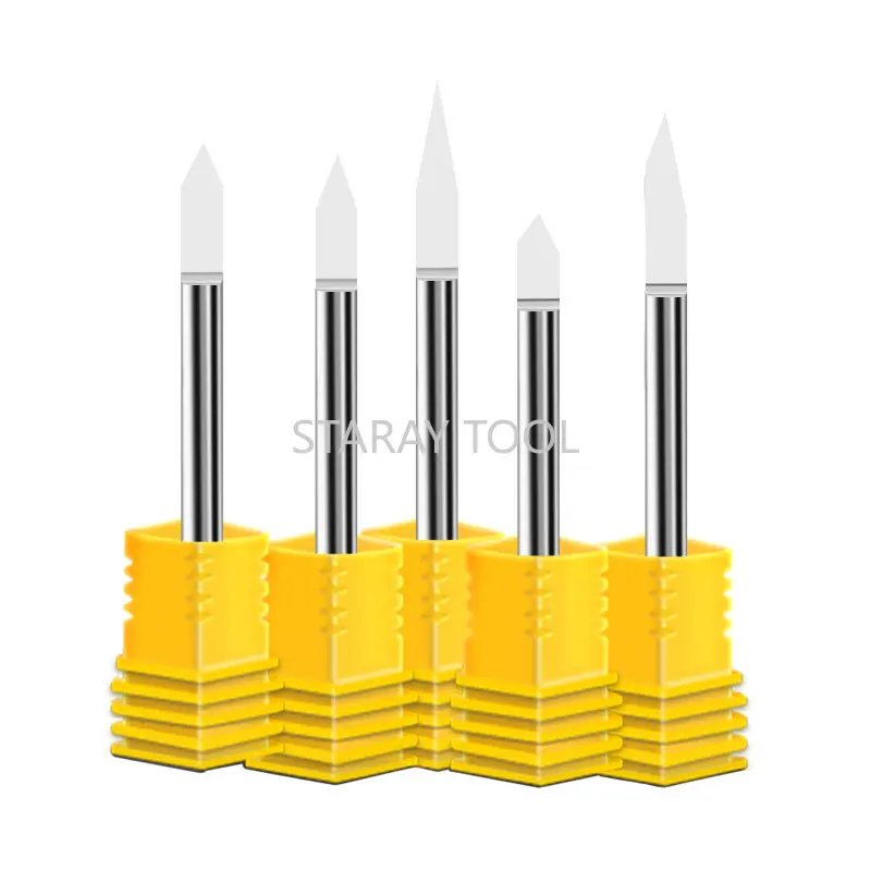 

5 шт. 3,175 мм/4 мм/6 мм набор фрез с ЧПУ из вольфрамовой стали с плоским дном и конусом гравировальные фрезы для прецизионной обработки