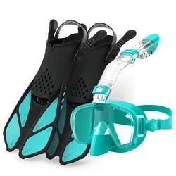 Snorkel Mask Mask Anti-Fog Anti-Leak with Camera Snorkeling 2pcs Set Silicone Fins Diving Mask Sports Adjustable Design