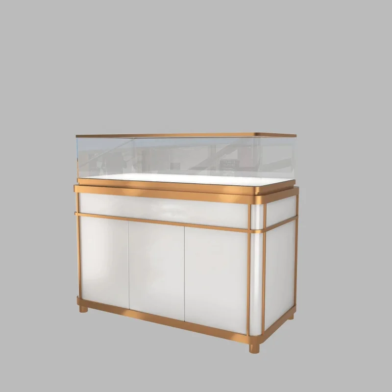 Customized. metal luxury jewelry store display counter jewelry display glass showcase with LED light