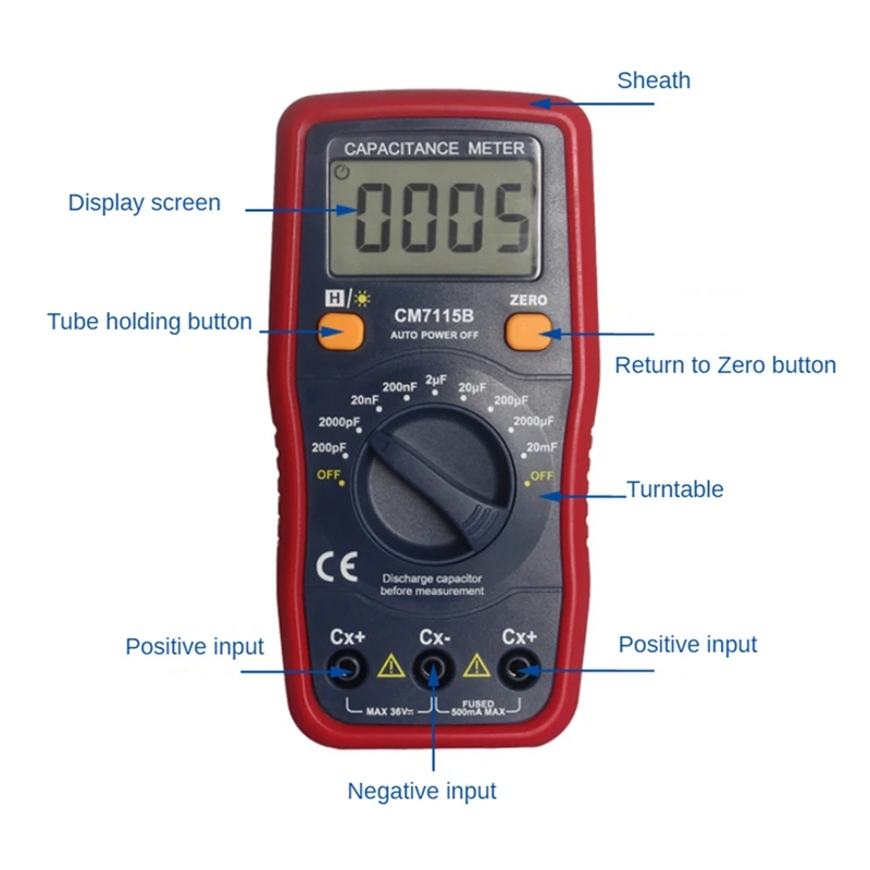 CM7115B Capacitance Meter Digital Multimeter LCD Display Measurement Tool,CM-7115A Upgrade