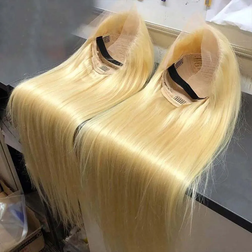 16 34 Inch 613 Blonde Straight 13x4 13x6 HD Transparent Lace Front Human Hair Wigs For Women Brazilian Lace Frontal Wig