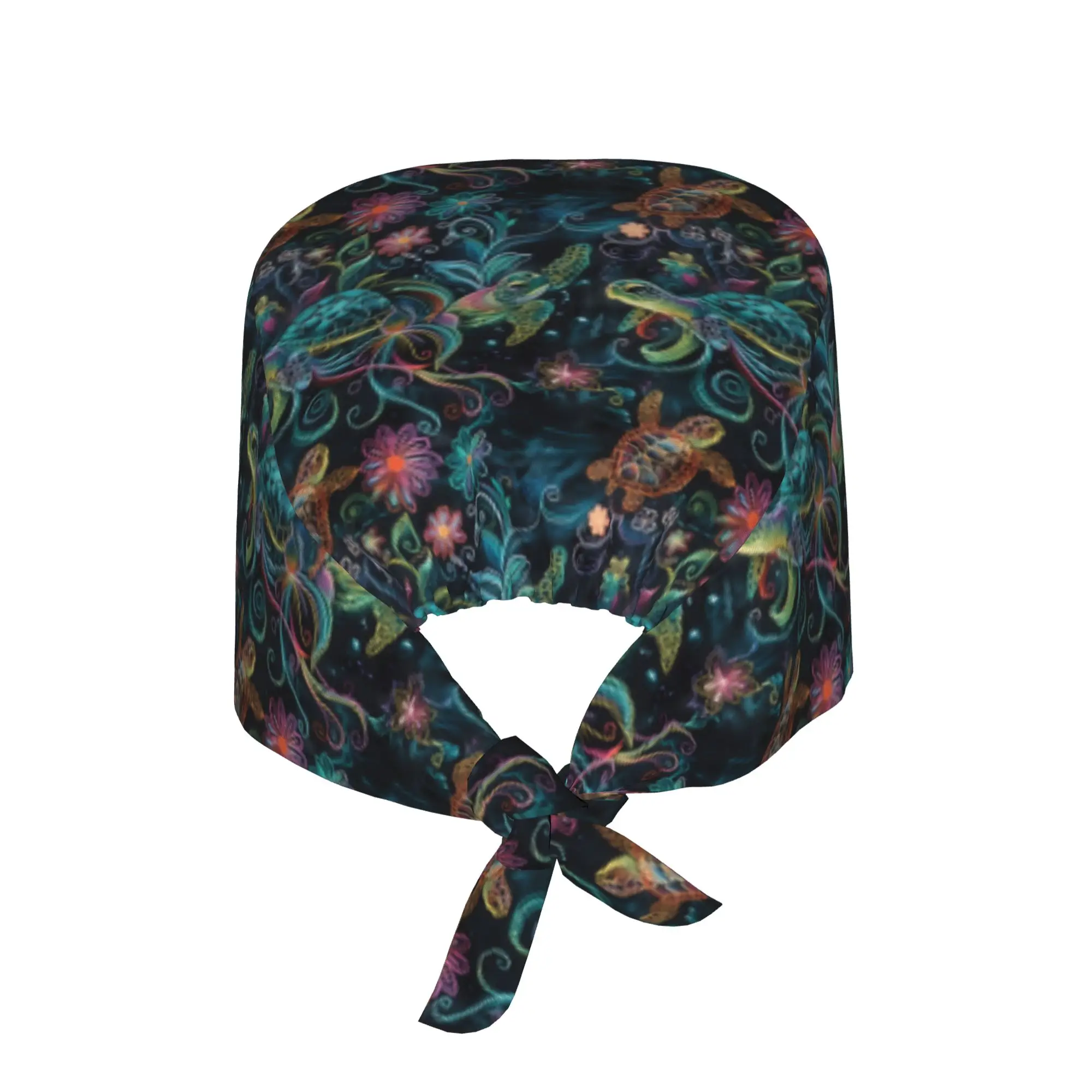 Sea Turtle Doodles  Medical Staff Scrubs Hat Men Women Sidewalk Chalk Funny  Doctor Nursing Surgical Cap Scrub Caps