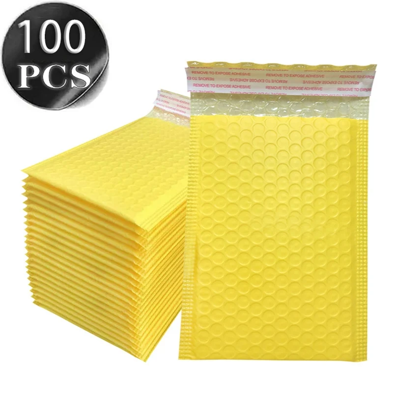 Yellow Bubble Mailers Envelopes Waterproof Shock‑Resistant Poly Bubble Shipping Bags for Small Business Mailing Packaging