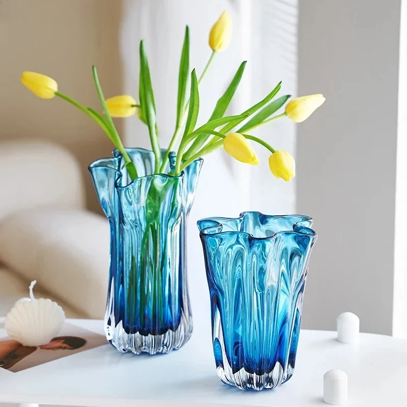 

Modern Floral Vases Room Aesthetic Decor Transparent Blue Hydroponic Glass Vase Flower Pots Desk Decoration Flowers Arrangement