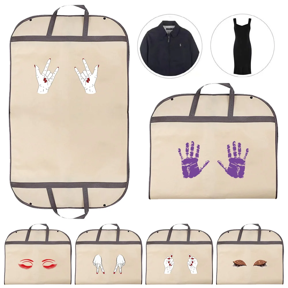 Clothes Hanging Dust Cover Wedding Dress Covers Chest Printing Series Jacket Coat Cover with Hanger  Hook Tote