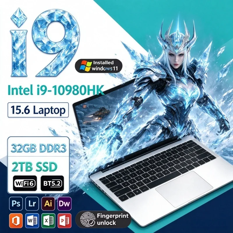 2026 New Hot 15.6 Inch Fast Response FHD Laptop Intel I9-10980HK 16/32GB RAM 2TB SSD Win11 On The Go Notebook