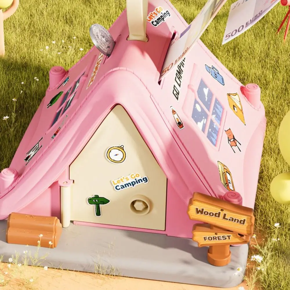 Creative Store Shaped Money Box Plastic Portable Piggy Bank Security Key Lock Safe Savings Jar Students