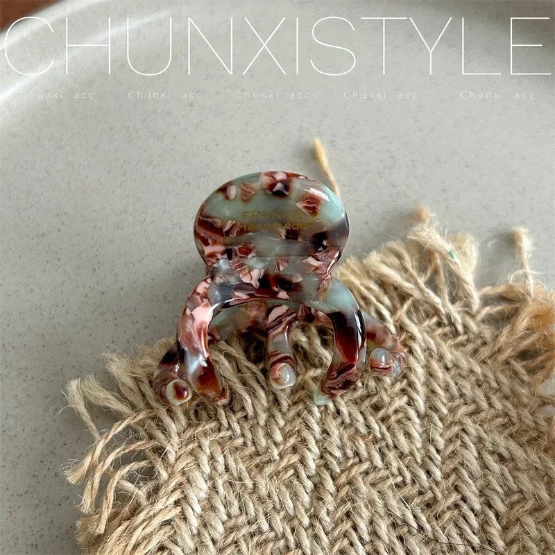 New Woman Elegant Acetic Acid Ponytail Scrunchies Retro Korean Crab Shark Clip Girls Fashion Gift Hair Claw Hair Accessories