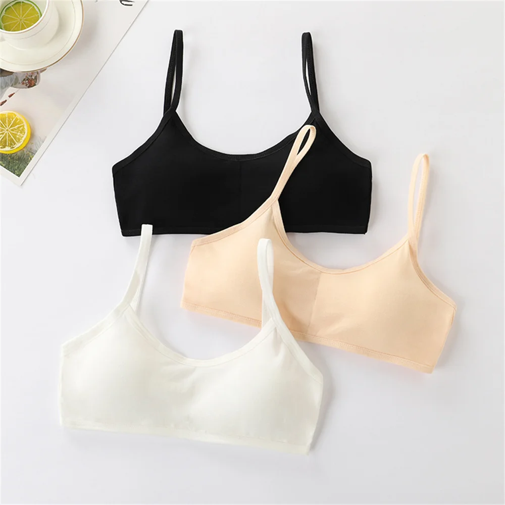 Girls Underwear Without Steel Rings Thin Cotton And Sports Summer Bra Double Layer Suspender Breathable Sponge Pad Camisole