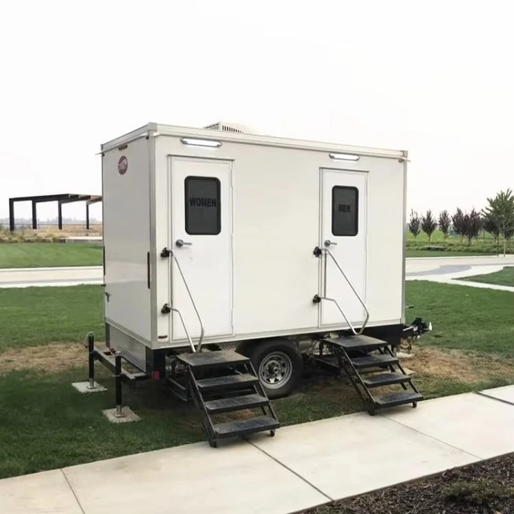 Customized Robust Portable Outdoor Steel Toilet Trailer Heavy Duty Mobile Restroom Spacious European Design For Modern Office
