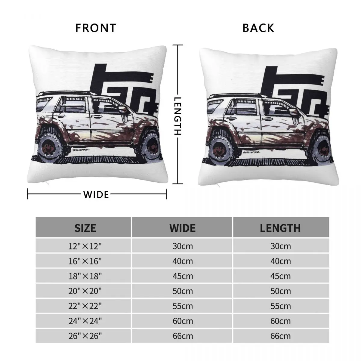 4th Gen 4runner TRD Square Pillowcase Polyester Linen Velvet Creative Zip Decorative Pillow Case Room Cushion Cover 45x45