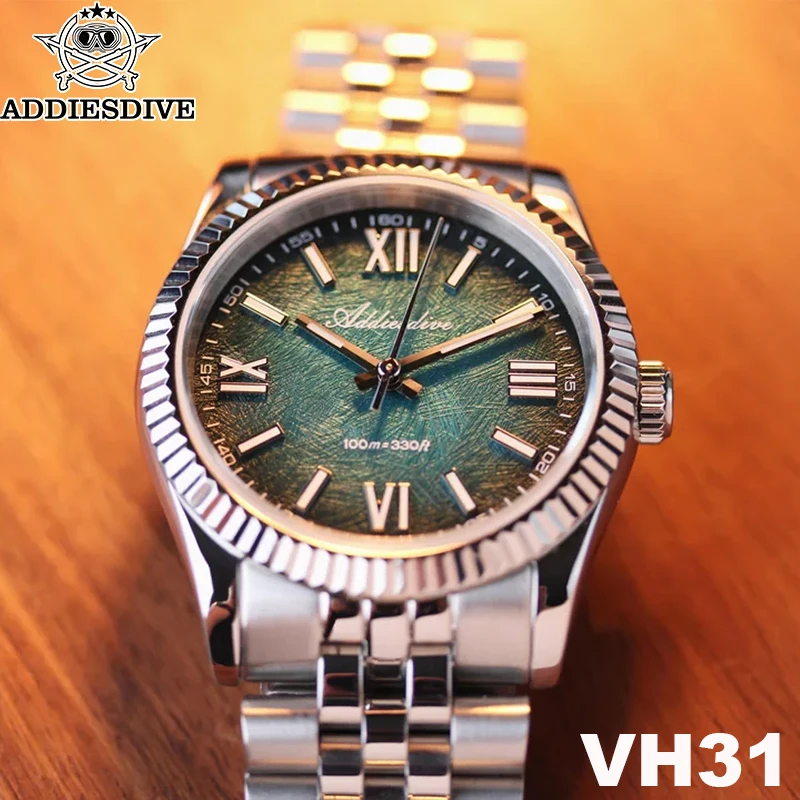 

ADDIESDIVE New AD2512 36mm Watch for Men Luxury Sapphire VH31 Quartz Wristwatch 100m Waterproof Stainless Steel Luminous Watche