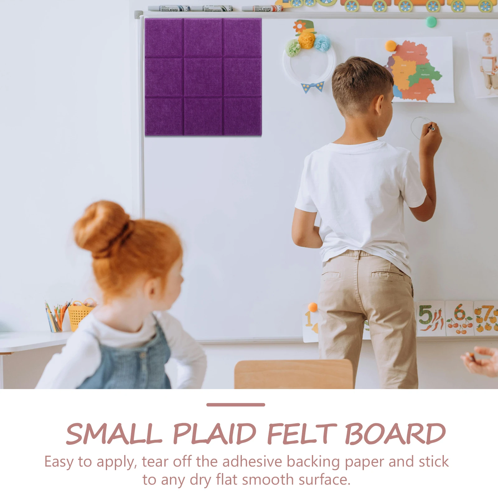

Self-Adhesive Home Classroom Wall Decor Memo Message Photo Felt Board Picture Felt Board Organizer