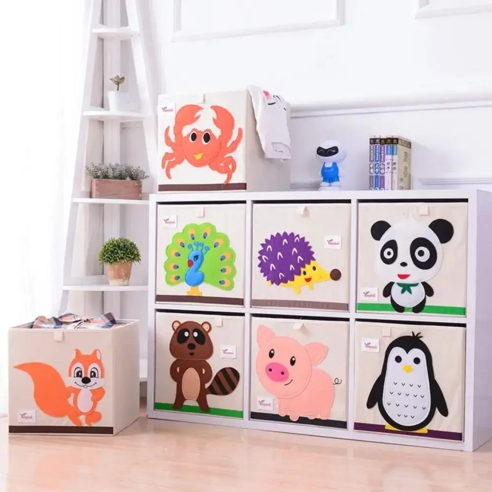 

Laundry Basket 3D Fabric Storage Box Cartoon Embroidery Toys Finishing Box Oxford Cloth Washable Square Storage Box Kids