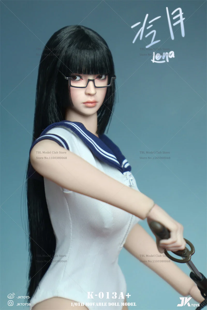 1/6 Scale Female Head Sculpt Fearless Cold Beauty Lena For 12-inch Action Figure Soldier JKTOYS K-013 with Square Eyeglass Frame