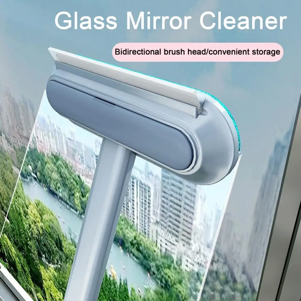 Window Screen Brush 2 in 1 Dual Brush System Glass Tiles Bathroom Doors Car Windshields Cleaner with Extension Pole