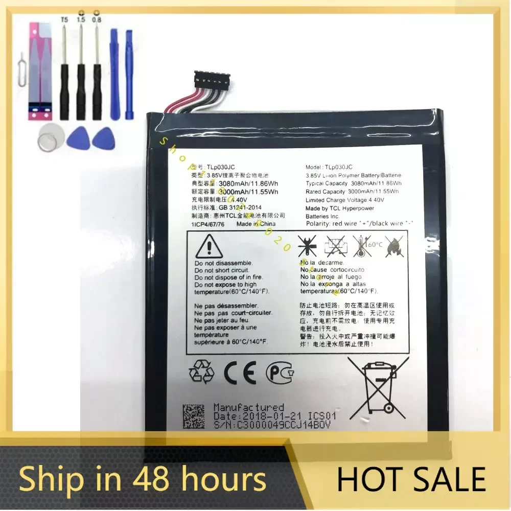 3.85V 3080mah 11.86wh  battery for TLP030JC Alcatel One Touch A3 XL 9008 9008X 9008D Mobile Phone Batterie+TOOLS