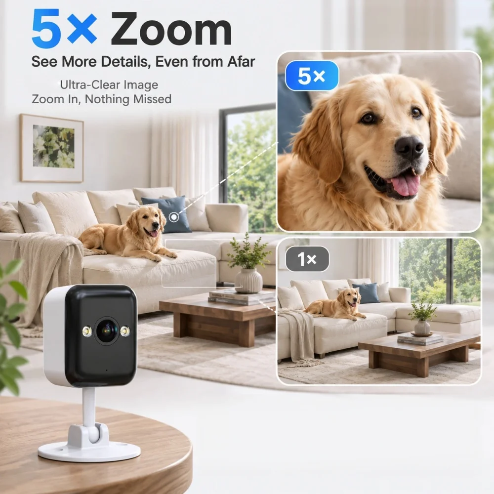 Jooan 5MP WiFi Smart Camera Indoor Security Camera HD Motion Detection Two-Way Audio Night Vision Home Surveillance Protection