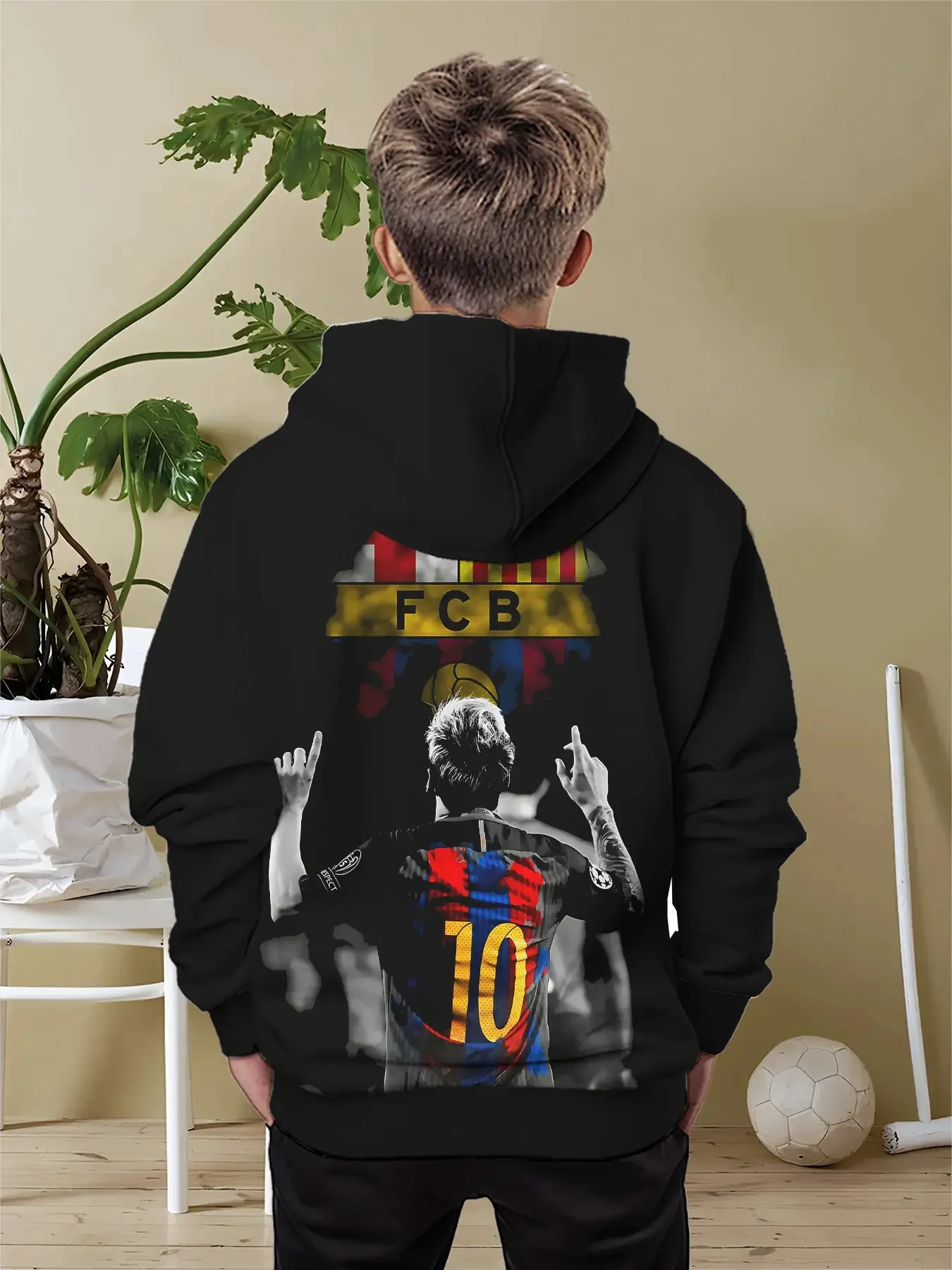 قمصان كرة قدم مطبوعة ثلاثية الأبعاد، وبلوزات للمشجعين، وملابس الأطفال والوالدين والطفل، وهوديس فضفاضة لكل من الرجال والنساء #3